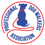 Professional Dog Walkers Association logo with dog silhouette