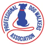 Professional Dog Walkers Association logo with dog silhouette