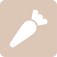 White carrot icon on beige background.