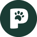Letter P with paw print inside