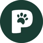 Letter P with paw print inside